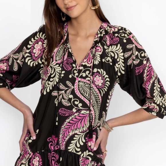 Johnny Was silk tiered tassel dress, Melanie Paisley NWT - Picture 6 of 10